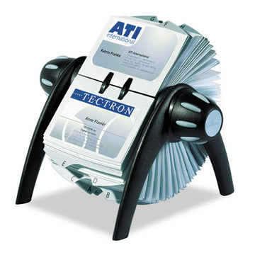 Durable® Visifix Flip Rotary Business Card File, Holds 400 2.88 X 4.13 Cards, 8.75 X 7.13 X 8.06, Plastic, Black-silver freeshipping - TVN Wholesale